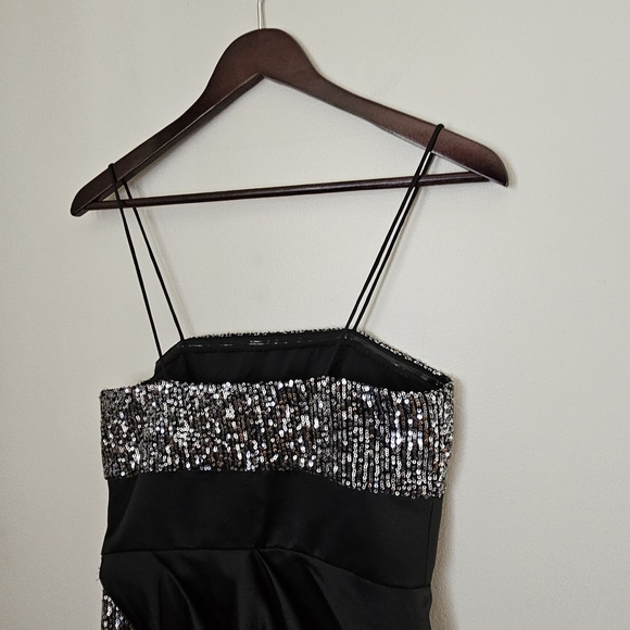 Jay Godfrey Dress Amira sequined mesh gown draped front black cocktail formal - Picture 13 of 15